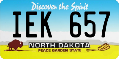 ND license plate IEK657