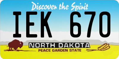 ND license plate IEK670