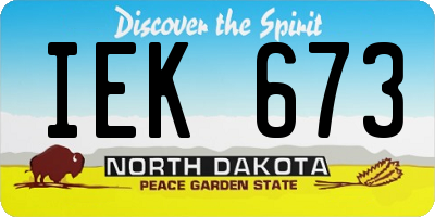 ND license plate IEK673