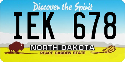 ND license plate IEK678