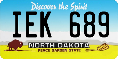 ND license plate IEK689
