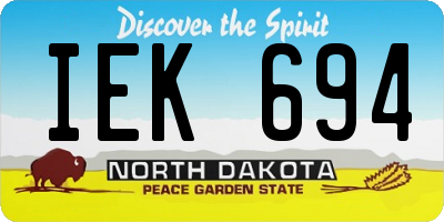 ND license plate IEK694