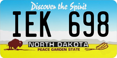 ND license plate IEK698