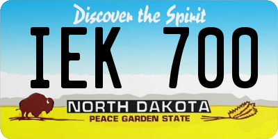 ND license plate IEK700