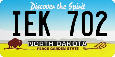 ND license plate IEK702
