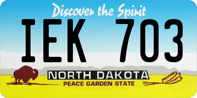 ND license plate IEK703