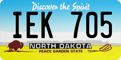 ND license plate IEK705