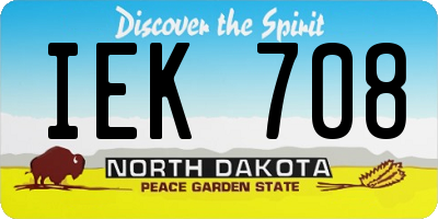 ND license plate IEK708
