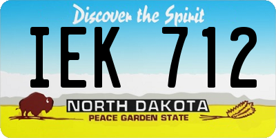 ND license plate IEK712