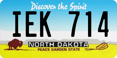 ND license plate IEK714
