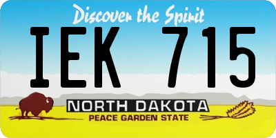 ND license plate IEK715