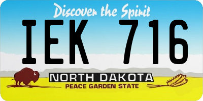 ND license plate IEK716
