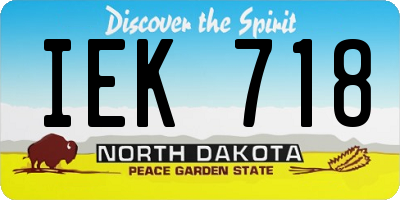 ND license plate IEK718
