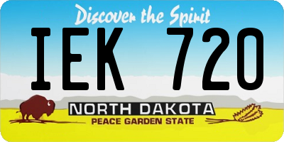 ND license plate IEK720