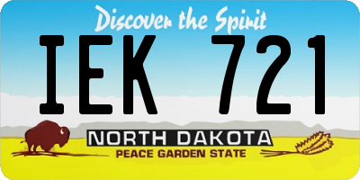 ND license plate IEK721