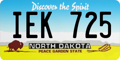 ND license plate IEK725