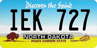 ND license plate IEK727