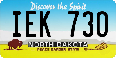 ND license plate IEK730