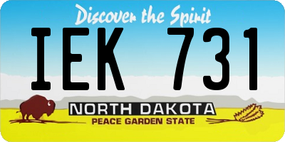 ND license plate IEK731