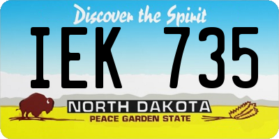 ND license plate IEK735