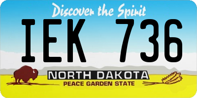 ND license plate IEK736