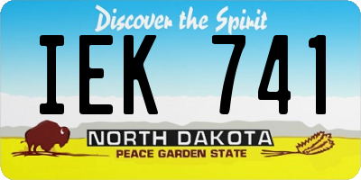 ND license plate IEK741