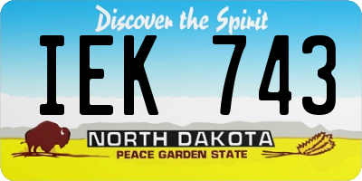 ND license plate IEK743