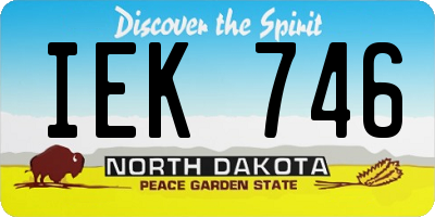ND license plate IEK746