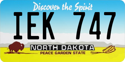 ND license plate IEK747