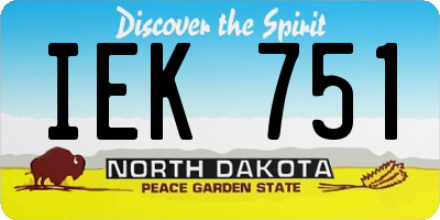 ND license plate IEK751