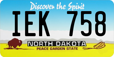 ND license plate IEK758