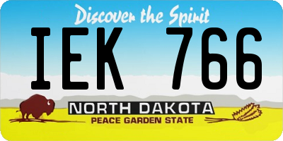 ND license plate IEK766