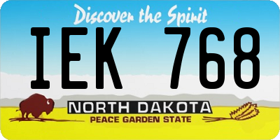 ND license plate IEK768
