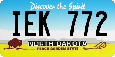 ND license plate IEK772