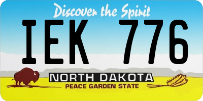ND license plate IEK776