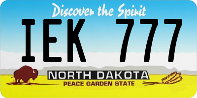 ND license plate IEK777