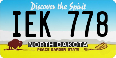 ND license plate IEK778