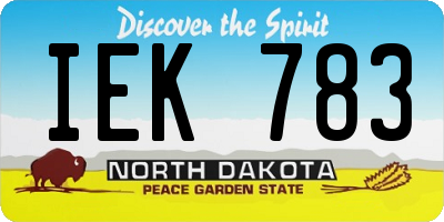 ND license plate IEK783
