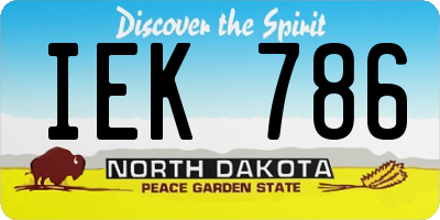 ND license plate IEK786