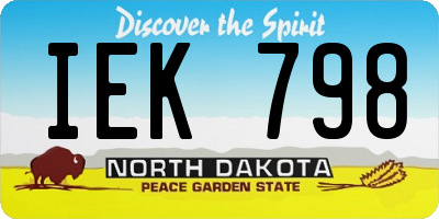 ND license plate IEK798