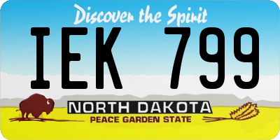 ND license plate IEK799