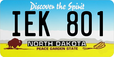 ND license plate IEK801