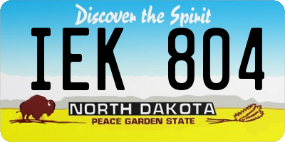 ND license plate IEK804
