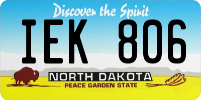 ND license plate IEK806