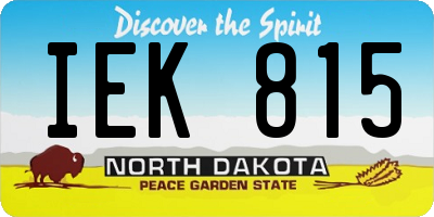 ND license plate IEK815