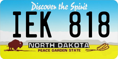 ND license plate IEK818