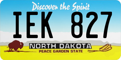 ND license plate IEK827