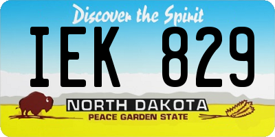 ND license plate IEK829