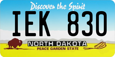 ND license plate IEK830