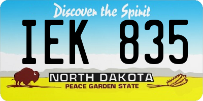 ND license plate IEK835